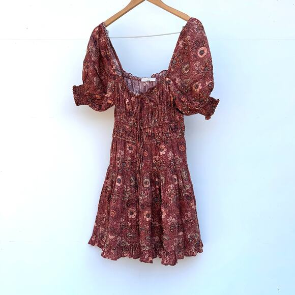 Ulla Johnson Juniper Mini Dress Prairie Cottage Milkmaid Rosebud Crimson Red 0 - Picture 5 of 12